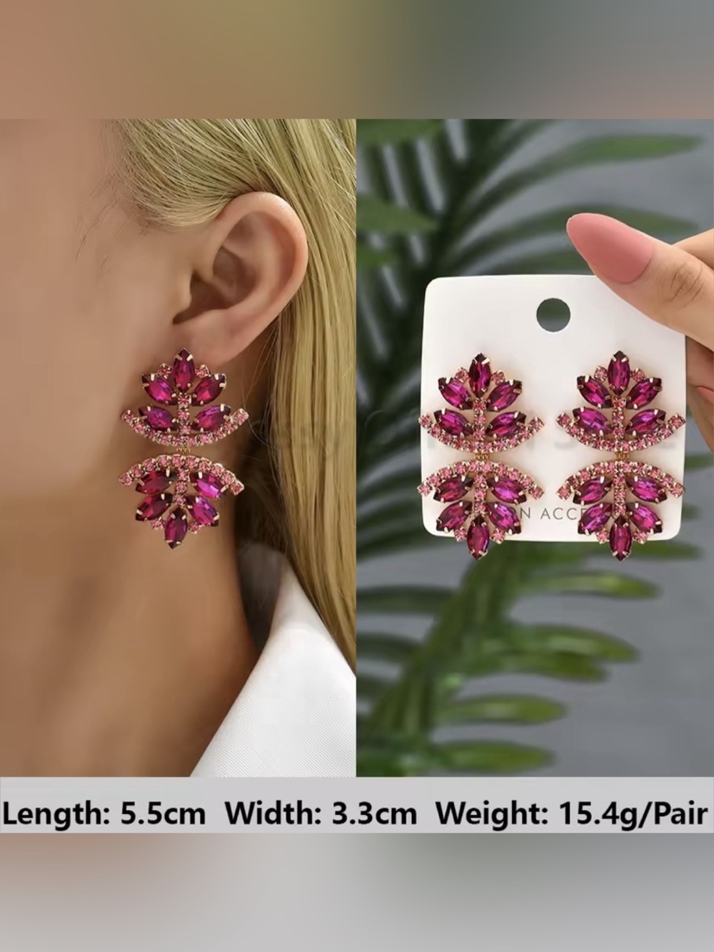 Pink & Purple Statement Drop Earrings NWT